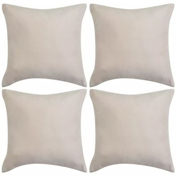 Fundas De Cojín 4 Uds 40x40cm Poliéster Gamuza Beige