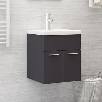 Armario Para Lavabo Madera Contrachapada Gris 41x38,5x46 Cm