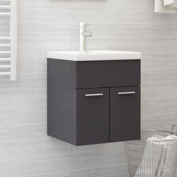 Armario Para Lavabo Contrachapada Gris Brillo 41x38,5x46 Cm