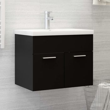 Armario Para Lavabo Madera Contrachapada Negro 60x38,5x46 Cm