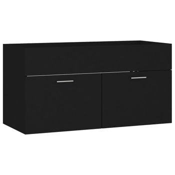 Armario Para Lavabo Madera Contrachapada Negro 90x38,5x46 Cm