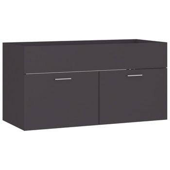 Armario Para Lavabo Madera Contrachapada Gris 90x38,5x46 Cm