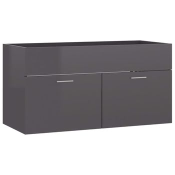 Armario Para Lavabo Contrachapada Gris Brillo 90x38,5x46 Cm