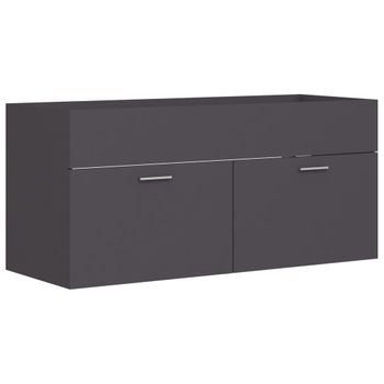 Armario Para Lavabo Madera Contrachapada Gris 100x38,5x46 Cm