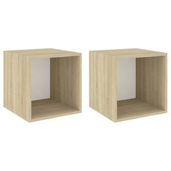 Armario De Pared 2 Uds Madera Blanco Y Roble Sonoma 37x37x37 Cm