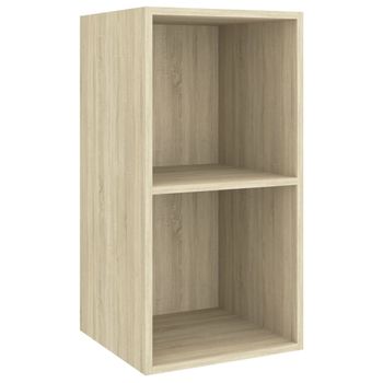 Mueble De Pared Para Tv Madera Contrachapada Roble 37x37x72 Cm Marrón