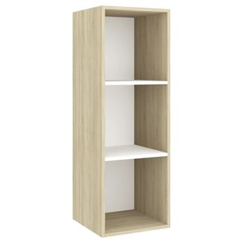 Mueble Tv Pared Madera Contrachapada Blanco Roble 37x37x107 Cm Marrón