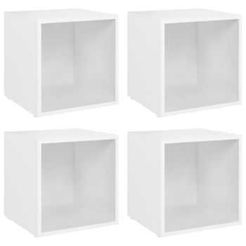 Muebles Para Tv 4 Uds Madera Contrachapada Blanco 37x35x37 Cm