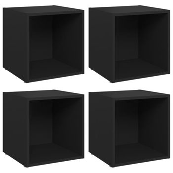 Muebles Para Tv 4 Uds Madera Contrachapada Negro 37x35x37 Cm