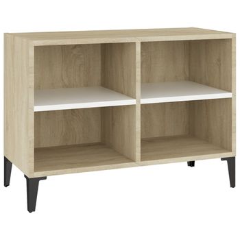 Mueble De Tv Con Patas Metal Blanco Roble Sonoma 69,5x30x50 Cm