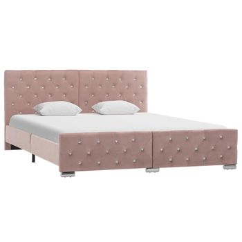 Estructura De Cama De Terciopelo Rosa 160x200 Cm