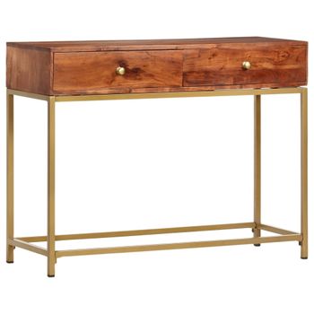 Mesa Consola De Madera Maciza De Acacia 100x35x76 Cm Marrón