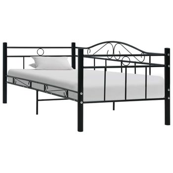 Estructura De Cama De Metal Negro 90x200 Cm