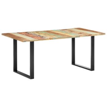 Mesa De Comedor De Madera Maciza Reciclada 180x90x76 Cm Multicolor