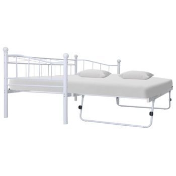 Estructura De Cama De Acero Blanco 180x200/90x200 Cm