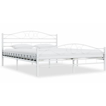 Estructura De Cama De Metal Blanca 160x200 Cm