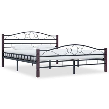 Estructura De Cama De Metal Negro 200x200 Cm