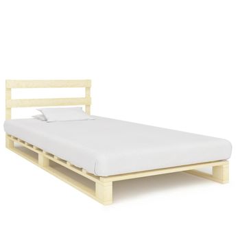 Estructura De Cama De Palés Madera Maciza De Pino 100x200 Cm Marrón