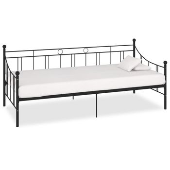 Estructura De Cama De Metal Negro 90x200 Cm