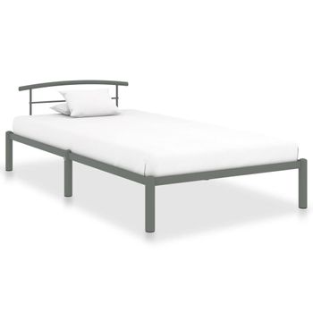 Estructura De Cama De Metal Gris 100x200 Cm