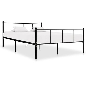 Estructura De Cama De Metal Negro 140x200 Cm