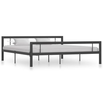 Estructura De Cama De Metal Gris Y Blanco 180x200 Cm