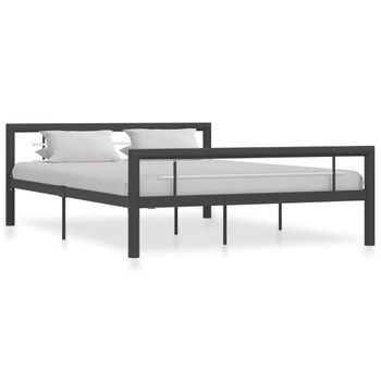 Estructura De Cama De Metal Gris Y Blanco 120x200 Cm