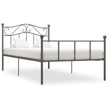 Estructura De Cama De Metal Gris 100x200 Cm