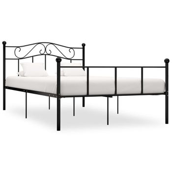 Estructura De Cama De Metal Negro 120x200 Cm