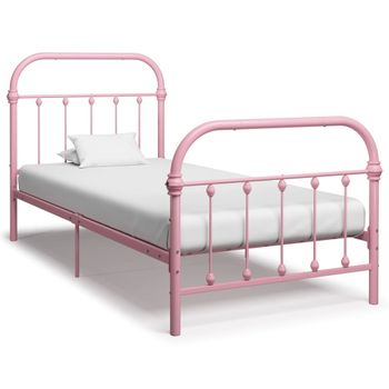 Estructura De Cama Metal Rosa 100x200 Cm