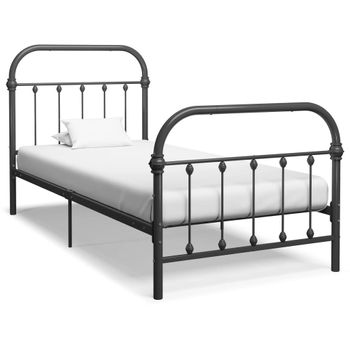 Estructura De Cama De Metal Gris 100x200 Cm