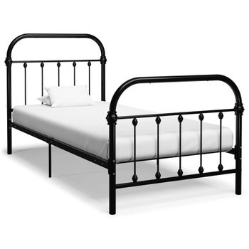 Estructura De Cama De Metal Negro 100x200 Cm