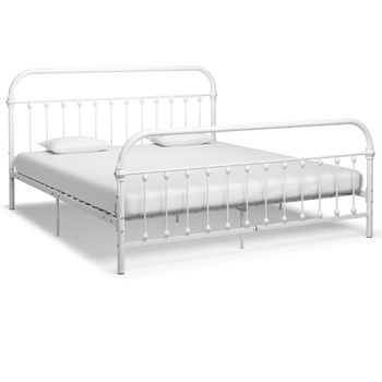 Estructura De Cama De Metal Blanco 180x200 Cm