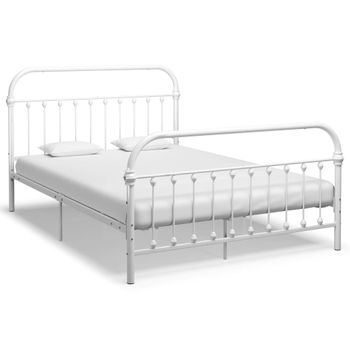 Estructura De Cama De Metal Blanco 120x200 Cm