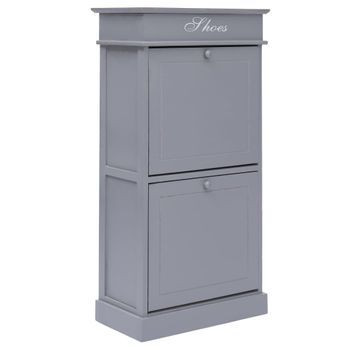 Mueble Zapatero De Madera De Paulownia Gris 50x28x98 Cm