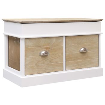 Banco De Recibidor De Madera De Paulownia 70x35x45 Cm Blanco