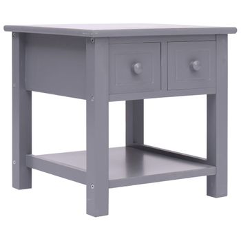 Mesa Auxiliar Madera De Paulownia Gris 40x40x40 Cm