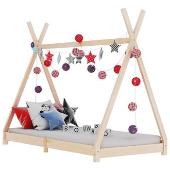 Estructura De Cama Infantil De Madera Maciza De Pino 80x160 Cm Marrón