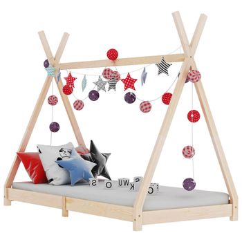 Estructura De Cama Infantil De Madera Maciza De Pino 70x140 Cm Marrón