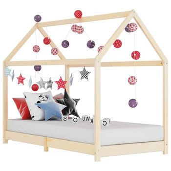 Estructura De Cama Infantil De Madera Maciza De Pino 80x160 Cm Marrón