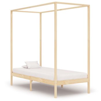 Estructura De Cama Con Dosel Madera Maciza Pino 90x200 Cm Marrón