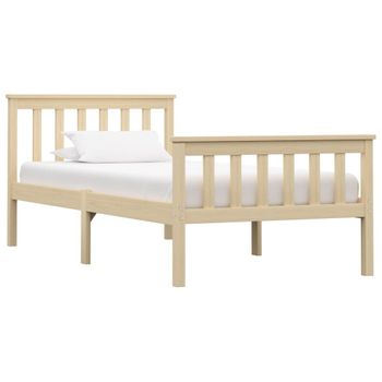 Estructura De Cama De Madera Maciza De Pino Clara 100x200 Cm Marrón