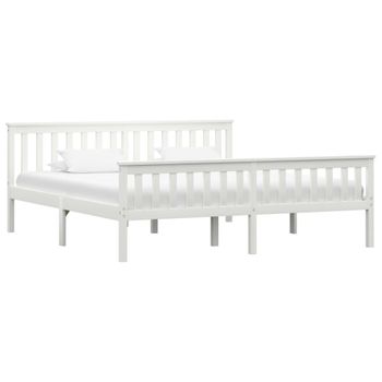 Estructura De Cama Madera De Pino Maciza Blanca 180x200 Cm