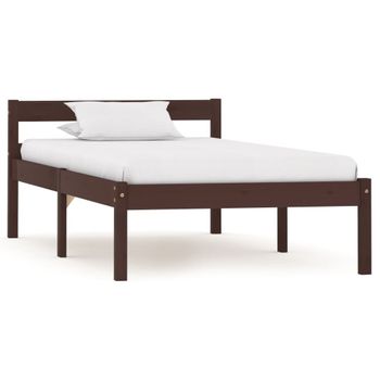 Estructura De Cama Madera Maciza Pino Marrón Oscuro 90x200 Cm