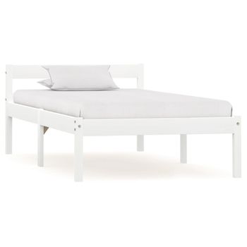 Estructura De Cama De Madera Maciza De Pino Blanco 100x200 Cm