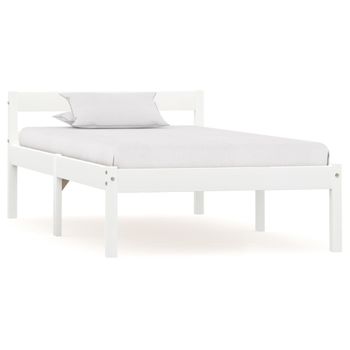 Estructura De Cama De Madera Maciza De Pino Blanco 90x200 Cm