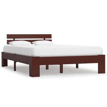 Estructura De Cama Madera Maciza Pino Marrón Oscuro 120x200 Cm