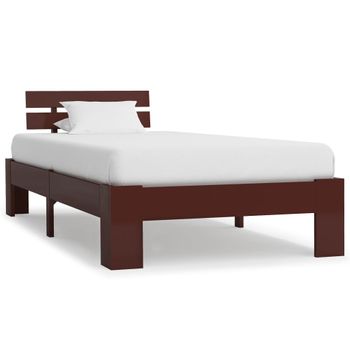 Estructura De Cama Madera Maciza Pino Marrón Oscuro 90x200 Cm