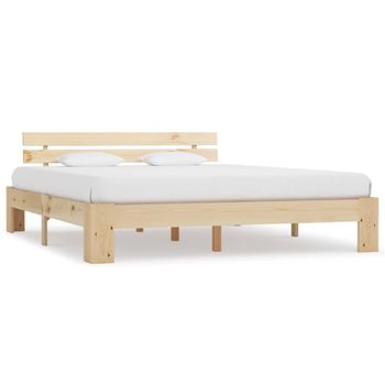 Estructura De Cama De Madera Maciza De Pino 160x200 Cm Marrón