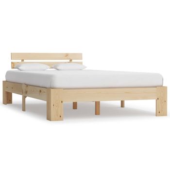 Estructura De Cama De Madera Maciza De Pino 120x200 Cm Marrón